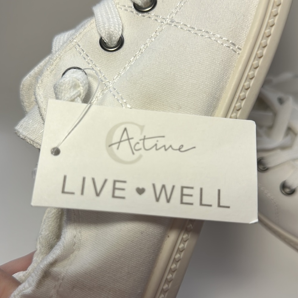 Active Live Well Womens White Canvas Slip On Scrunch Heel Sneakers Size 10 NEW - Picture 7 of 7